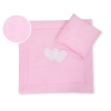 Lenzuolino Carrozzina 2 parti Rosa a Strisce Cuori