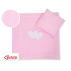 Lenzuolino Carrozzina 2 parti Rosa a Strisce Cuori