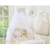 Lenzuolo Culla con Zanzariera 7 parti Beige Pois Bianchi Cuori