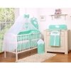 Lenzuolo Culla con Zanzariera 7 parti Menta Pois Bianchi Cuori