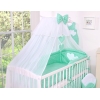 Lenzuolo Culla con Zanzariera 7 parti Menta Pois Bianchi Cuori