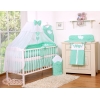 Lenzuolo Culla con Zanzariera 7 parti Menta Pois Bianchi Cuori