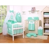 Lenzuolo Culla con Zanzariera 7 parti Menta Pois Bianchi Cuori
