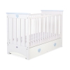 Lettino con Cassetto in Legno 120x60cm - Lorenzo Maxi Bianca Blu