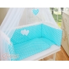 Lettino Neonati da Attaccare Turchese Pois Bianchi Cuori
