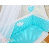 Lettino Neonati da Attaccare Turchese Pois Bianchi Cuori