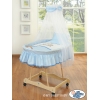 Navicella Vimini Neonato con Velo Set di Biancheria Blu Barnaba