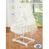 Navicella Vimini Neonato con Velo Set di Biancheria Creme Nastro