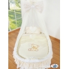 Navicella Vimini Neonato con Velo Set di Biancheria Creme Nastro