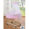 Navicella Vimini Neonato con Velo Set di Biancheria Rosa Luca