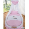 Navicella Vimini Neonato con Velo Set di Biancheria Rosa Luca
