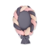 Nido & Paracolpi Treccia 2 in 1 per Neonati Beige Antracite Rosa Scuro