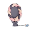 Nido & Paracolpi Treccia 2 in 1 per Neonati Beige Antracite Rosa Scuro