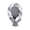 Nido Neonati 2 in 1 Paracolpi Treccia 180cm Bianca Grigio Antracite