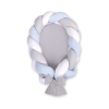 Nido Neonati 2 in 1 Paracolpi Treccia 180cm Bianca Grigio Blu