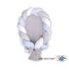 Nido Neonati 2 in 1 Paracolpi Treccia 180cm Bianca Grigio Blu
