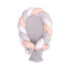 Nido Neonati 2 in 1 Paracolpi Treccia 180cm Bianca Grigio Rosa Cipria