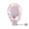 Nido Neonati 2 in 1 Paracolpi Treccia 180cm Bianca Grigio Rosa Cipria