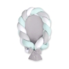 Nido Neonati 2 in 1 Paracolpi Treccia 180cm Menta Bianca Grigio