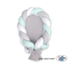Nido Neonati 2 in 1 Paracolpi Treccia 180cm Menta Bianca Grigio
