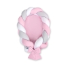Nido Neonati 2 in 1 Paracolpi Treccia 180cm Rosa Bianca Grigio