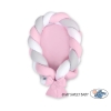 Nido Neonati 2 in 1 Paracolpi Treccia 180cm Rosa Bianca Grigio