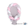 Nido Neonati 2 in 1 Paracolpi Treccia 180cm Rosa Bianca Grigio