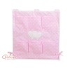 Organizer con 6 Tasche per Lettino Rosa Pois Bianchi Cuori