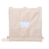 Organizer Portaoggetti in Cotone da Appendere al Lettino Beige Pois Bianchi Cuori