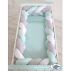 Paracolpi Intrecciato 4 Lati Lettino 60x120cm Menta Bianca Grigio