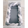 Paracolpi Treccia Lettino Extra Spesso XXL Bianca Grigio Antracite