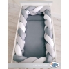 Paracolpi Treccia Lettino Extra Spesso XXL Bianca Grigio Antracite