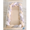Paracolpi Treccia Lettino Extra Spesso XXL Bianca Grigio Beige