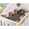 Paracolpi Treccia Lettino Extra Spesso XXL Grigio Antracite Giallo Miele
