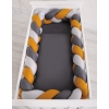 Paracolpi Treccia Lettino Extra Spesso XXL Grigio Antracite Giallo Miele