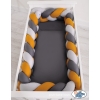 Paracolpi Treccia Lettino Extra Spesso XXL Grigio Antracite Giallo Miele