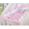 Paracolpi Treccia Lettino Extra Spesso XXL Menta Rosa Bianca
