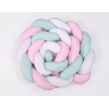 Paracolpi Treccia Lettino Extra Spesso XXL Menta Rosa Bianca