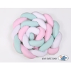 Paracolpi Treccia Lettino Extra Spesso XXL Menta Rosa Bianca