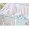 Paracolpi Treccia Para Letto O Culla Bimba Menta Bianca Grigio