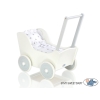 Passeggino con Biancheria Legno per Bambole Bianca Grigio
