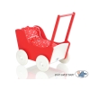 Passeggino in Legno con Biancheria Bambole Bianca Rosso