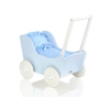 Passeggino in Legno per con Biancheria Bambole Bianca Blu
