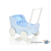 Passeggino in Legno per con Biancheria Bambole Bianca Blu