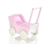 Passeggino in Legno per con Biancheria Bambole Rosa Bianca