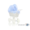 Passeggino in Vimini per le Bambole Blu Pois Bianchi