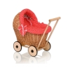 Passeggino in Vimini per le Bambole Rosso Pois Bianchi