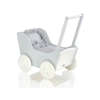 Passeggino per Bambole Legno Biancheria Bianca Grigio