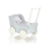 Passeggino per Bambole Legno Biancheria Bianca Grigio
