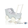 Passeggino per Bambole Legno Biancheria Bianca Grigio